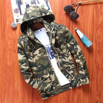 Men's Jacket Autumn and Winter Camouflage Hooded Cotton Casual Jacket Men's Trendy Thin Style