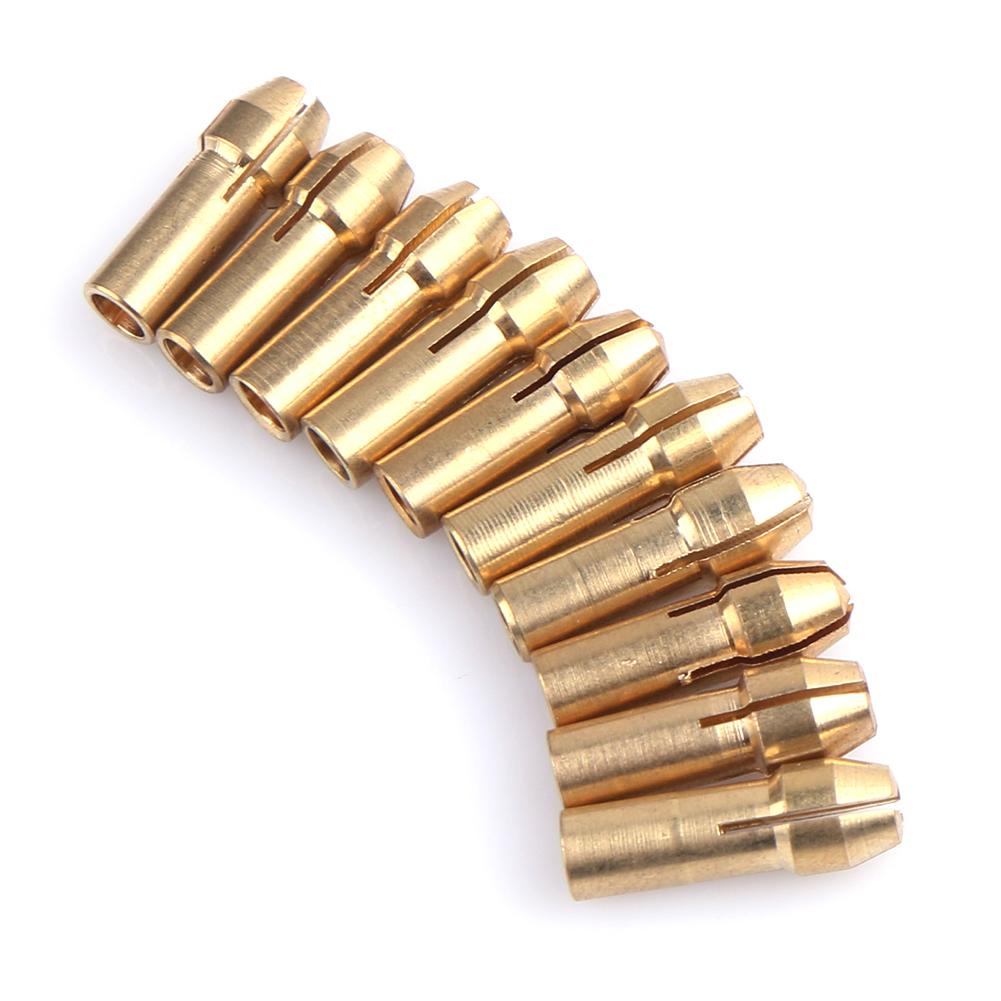 5Pack 10Pcs/Set 3.2/3.0/2.4/2.0/1.8/1.5/1.2/1.0/0.8/0.5mm Drill Brass Collet Rotary Tool For Electric Motor Shaft Drill Bit Tool