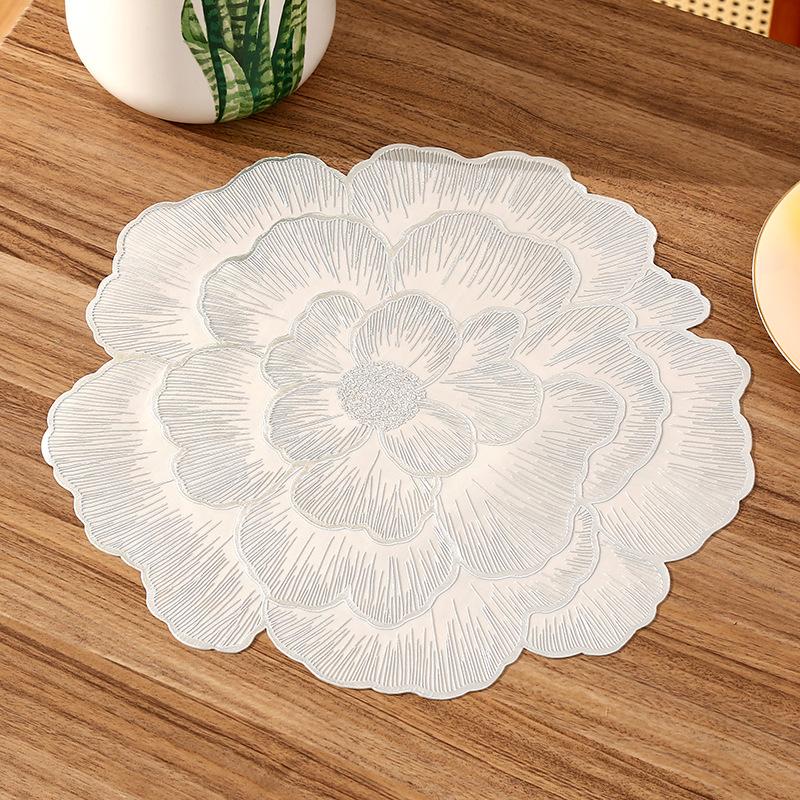 Kreative Rosen-Tischdecke Nordischer Stil Tischdekoration Matte Vergoldeter Home-Untersetzer PVC Rutschfeste Wasserdichte Tischdecke