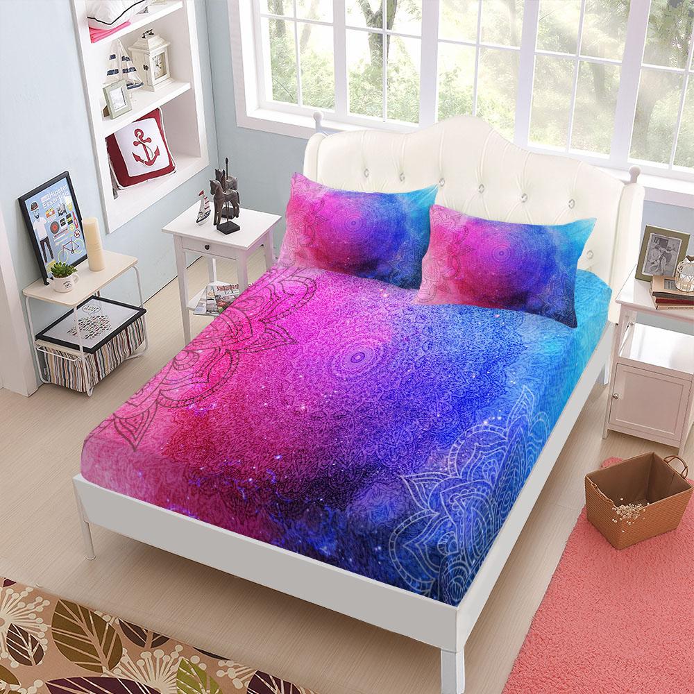 Ethnic Bohemian Fitted Sheet Set King Queen Double Full Size Bed Linen Set 25cm Deep