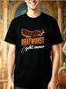 Unisex Black Tee Sausage Bratwurst Gerunisex Text Graphic Print Short Sleeve Loose Casual Top For Adult Male Daily Street Wear Outfit