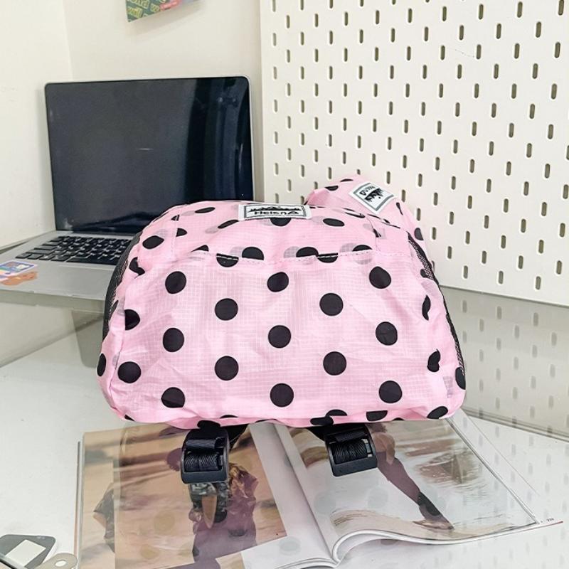 Color Polka Dot School Bag for Girls Large Capacity Backpack for Primary Middle High School Students Lightweight Casual Bookbags Nylon Backpack