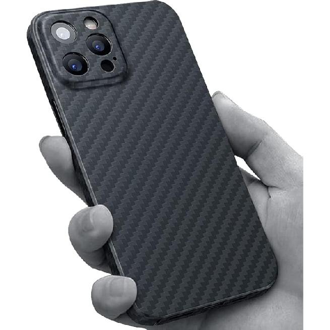 RIZZ Real Carbon Fiber iPhone 15 Case Slim Thin Skin Friendly Feeling Aramid Fiber Phone Case for Men Support Wireless Charging Drop Protection (for