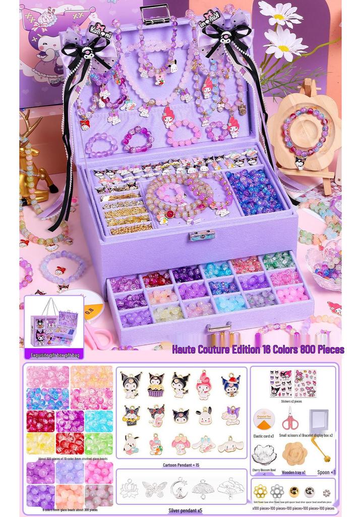 Kids' DIY Glazed Crystal Bead Bracelet & Necklace Craft Set