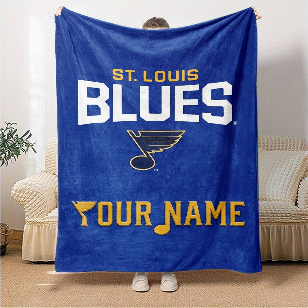 Name Custom St. Louis Blues Print Flannel Blanket High Quality Warm Comfortable Cover for All Seasons Perfect for Gifts Home Decor