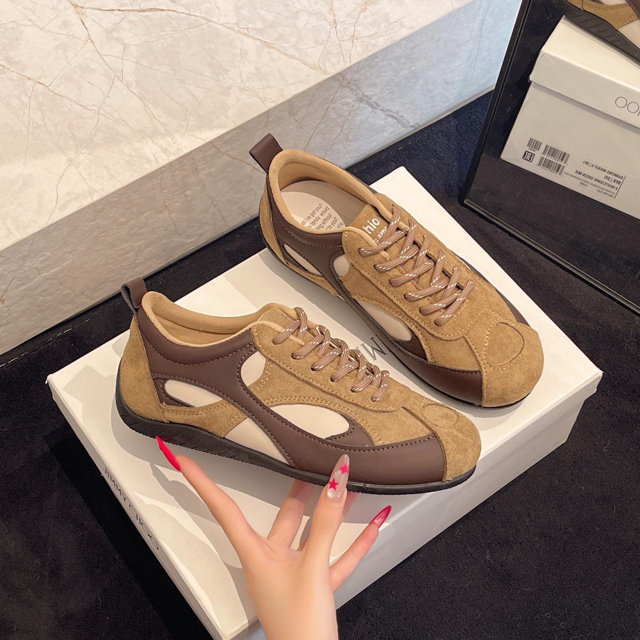

[Fanfna] Retro German Training Shoes Women s 2025 Autumn New Fashion Classic Soft Sole Comfortable Sports Forrest Gump Shoes 40 хакі