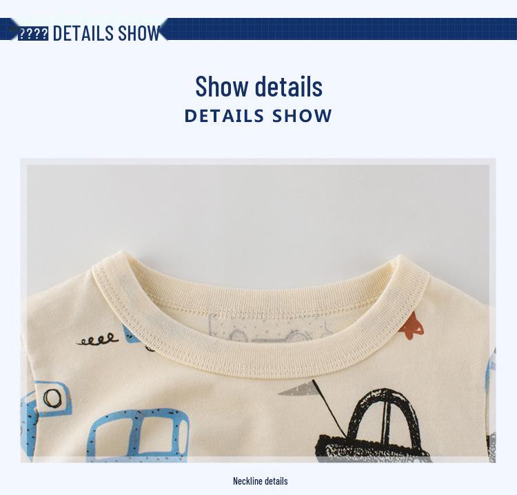 27kids Boys' 2024 Summer Korean Style Cotton Short-Sleeve T-Shirt