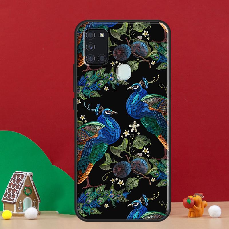 Bird Peacock Feather Case For Samsung Galaxy A54 A34 A14 A52 A32 A12 A22 A51 A71 A50 A13 A33 A53 A52S Phone Cover