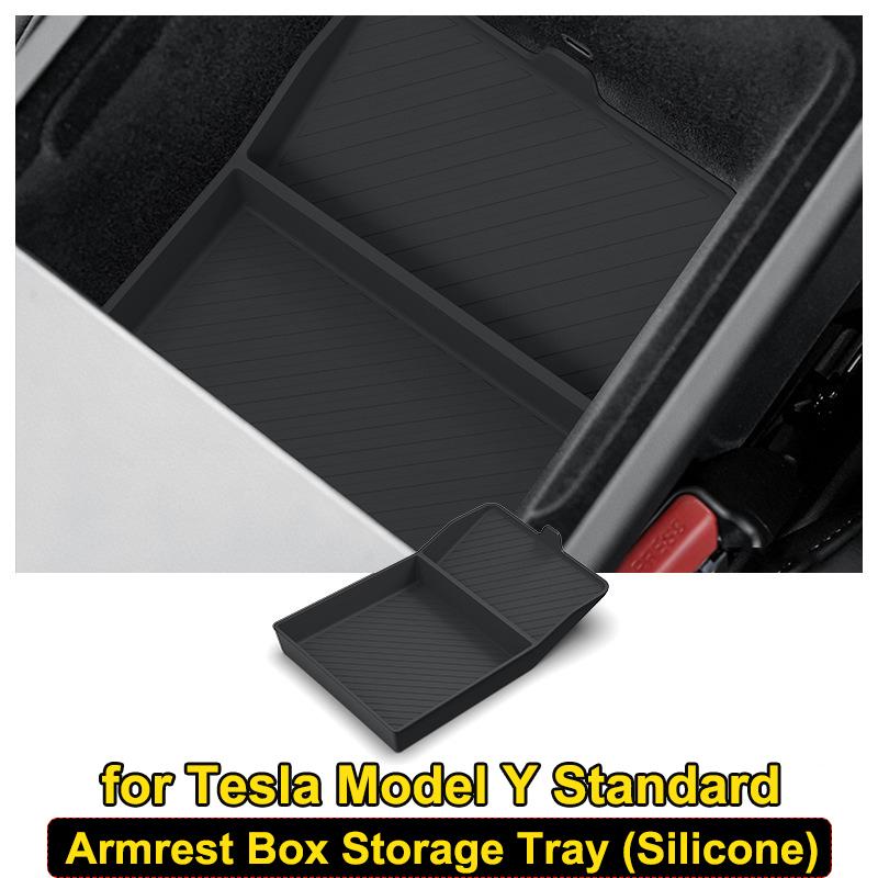 for Tesla Model Y Standard 2026 Accessories Center Console Storage Organizer Box Armrest Box Storage Tray Protection Mat for Armrest box