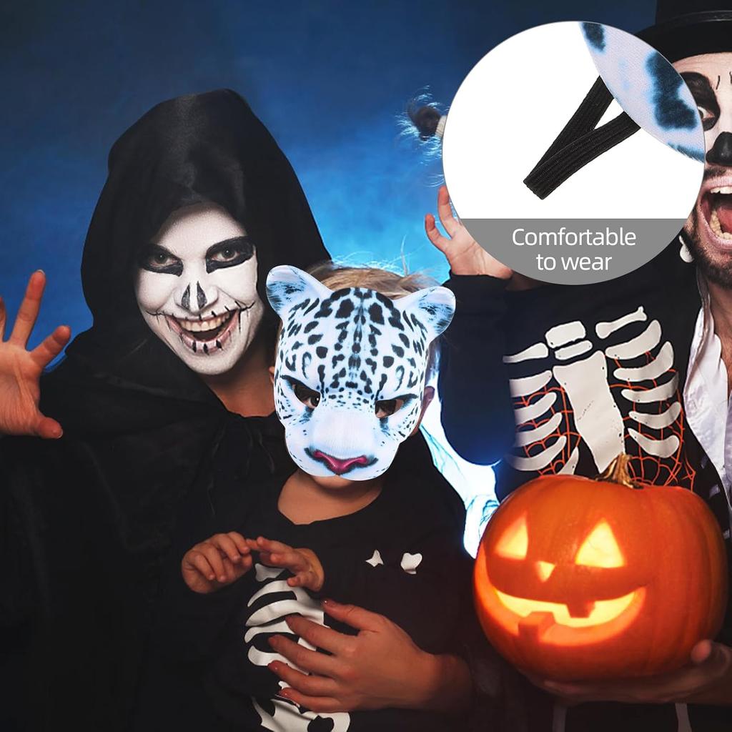Leopard Mask Halloween Costume Zoo Animal Masks Halloween Eva Mask Snow Leopard Animal Mask Easter Carnival Party Masquerade Half Face Mask Halloween