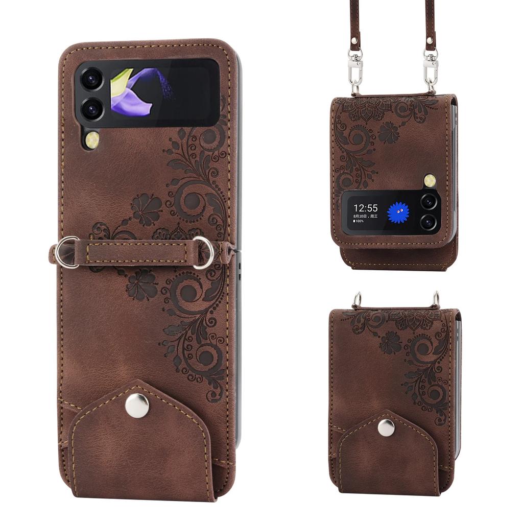 Crossbody Lanyard Wallet Cards Solt Leather Case for Samsung Galaxy Z Flip 6 5 4 Flip5 3 Flip4 5G Card Holder Phone Cover Coque