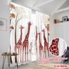 2pcs,2D Plane Printing Popular Curtains Giraffe Gathering Polyester Fabric (without Rod) Outdoor Decorations Perfect for Living
