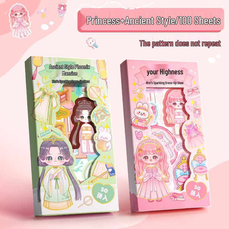 Princess Dress-Up Sticker Set for Girls - Cute Cartoon Themed Stickers