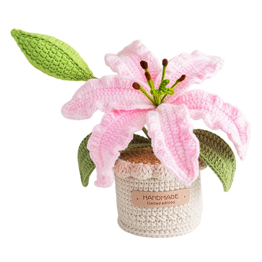 Knitted Flowers Decorations Decorative Crochet Flowers Potted Plants Knitted Artificial Flowers for Party Favors