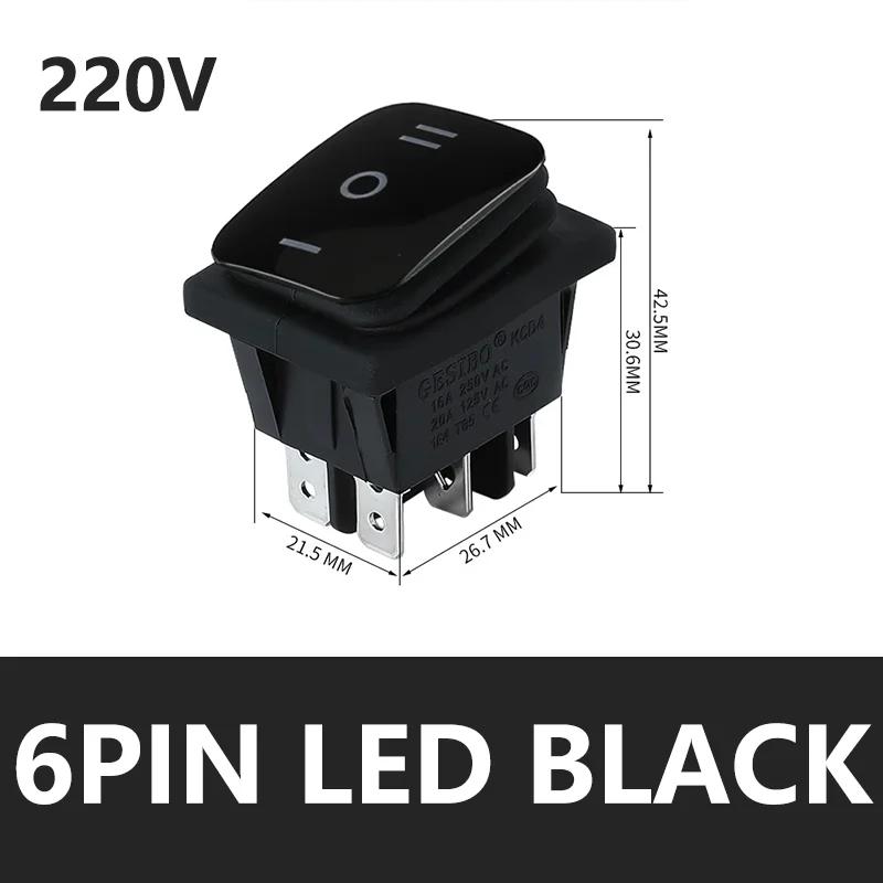 1/5/20PCS 3 Position 6 Pins KCD4 Waterproof Switch ON-OFF-ON Rocker Switch 12V Power Switch self-Locking 16A 250VAC 20A125VAC