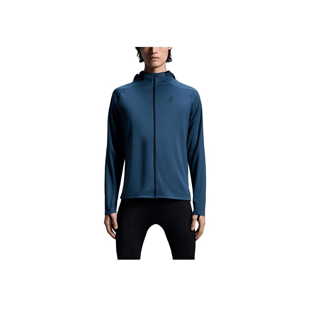 On Climate Zip Hoodie Warm Sweat-Wicking Hooded Lg Sleeve Jacket Men jackets Denim-Blue 1ME10250488