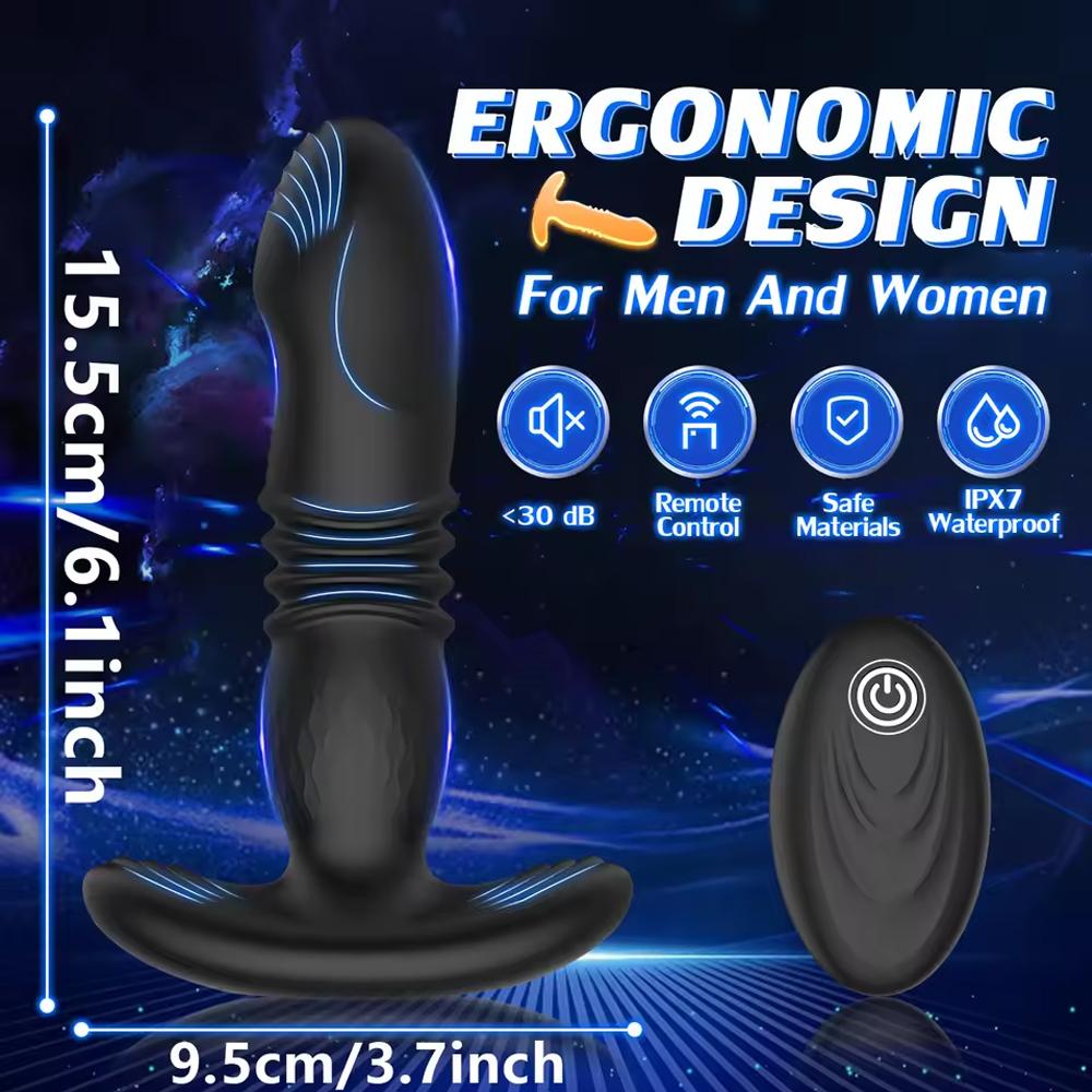 Remote Control Anal Plug Vibrator Telescopic Dildo Butt Plug Stimulator Masturbation Penetration Vagina Anal Vibrating Men Women
