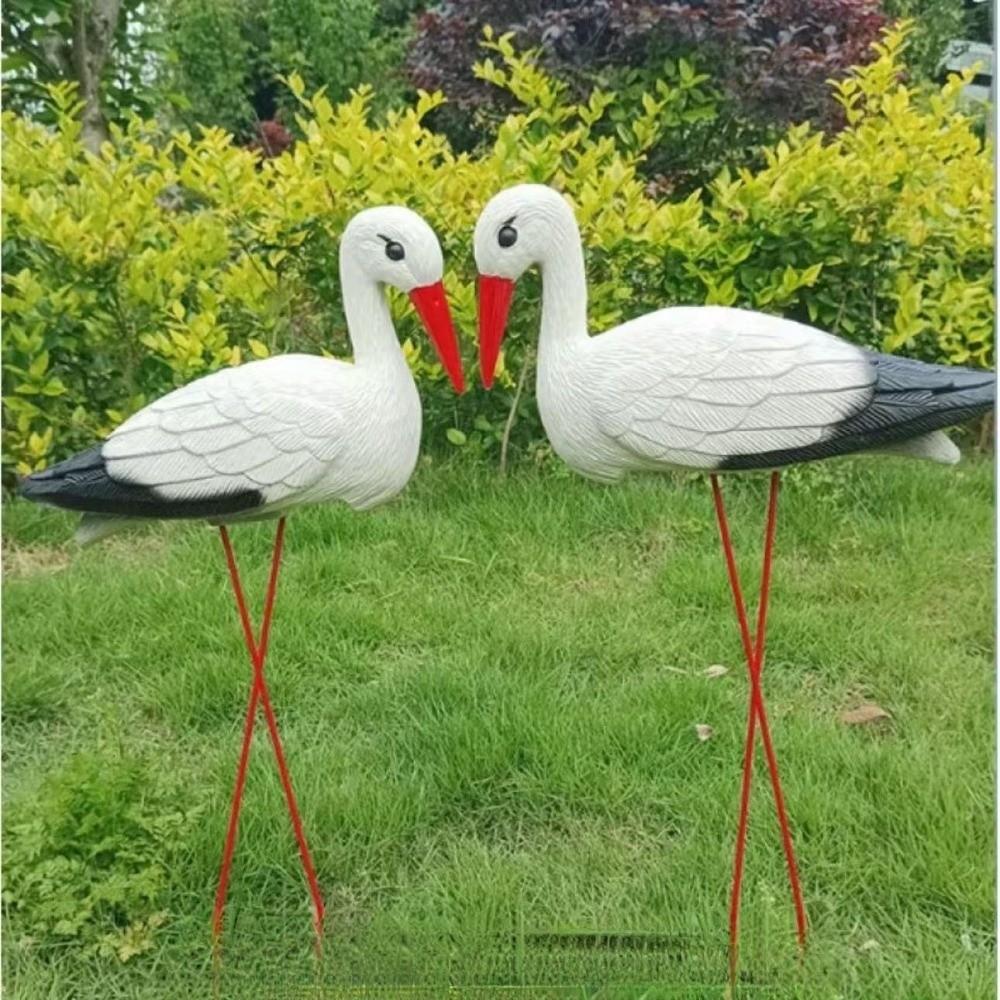 White Crane Crane Statue Detachable Wire Feet Bird Ornament  Outdoor Yard Decoration