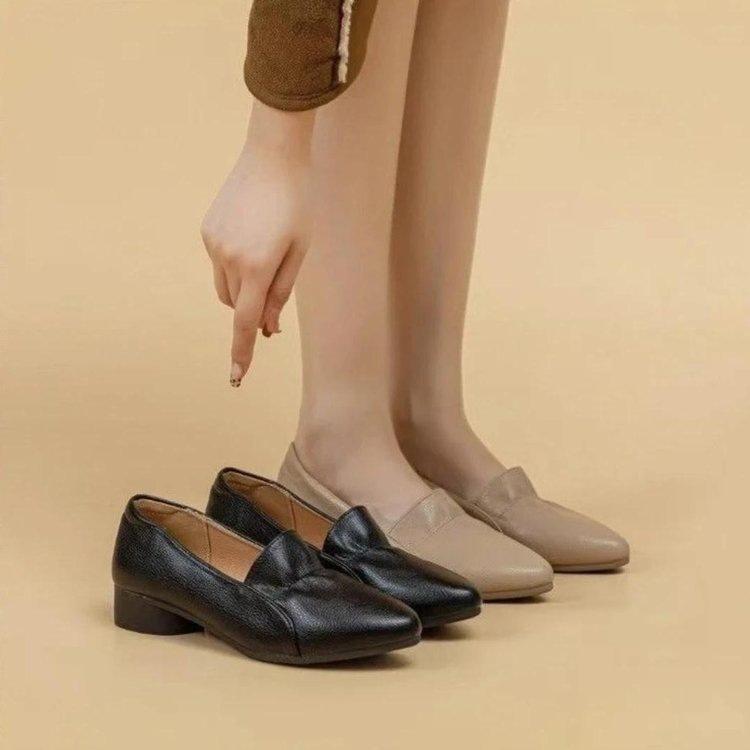 Temperament single shoes spring new low-heeled soft leather shallow mouth soft-soled shoes Doudou shoes