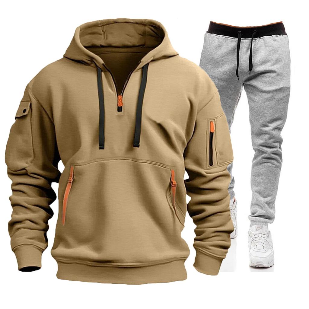 Spring and Autumn Sports Sweater Set Men's Zipper Hoodie Sportswear Set Sweater Sweatpants Set