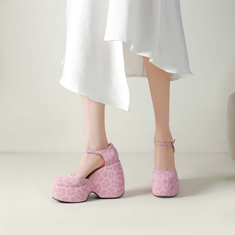 Krazing Pot Polyurethane Spring Autumn Size 43 Women Platform Super High Heels Women Round Toe Waterproof Prints Leather Pumps
