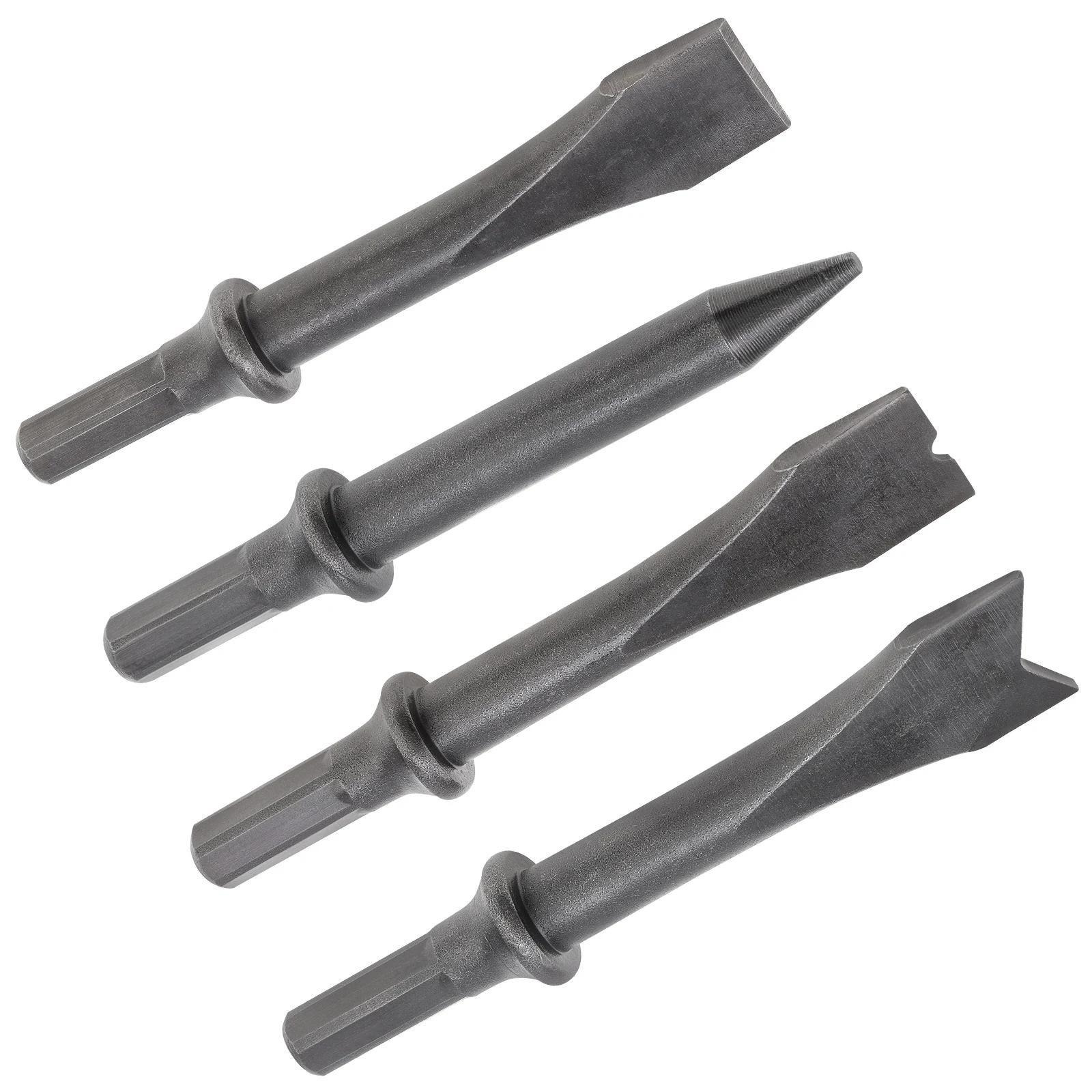 

Набор зубил для пневмомолотка 4 шт., шестигранный хвостовик, сверхпрочная ударная головка для удаления ржавчины, резки, аксессуары для пневматических инструментов