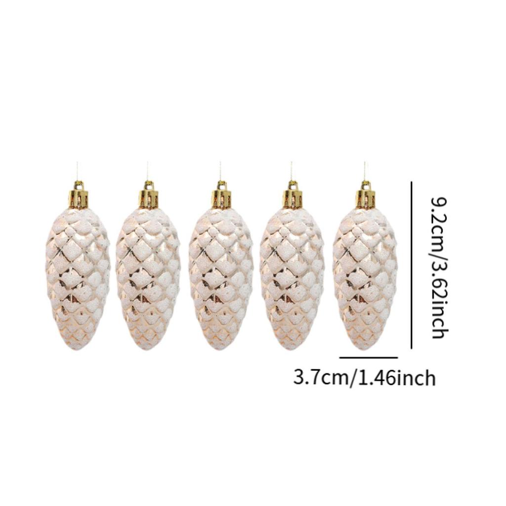 5x Christmas Tree Pinecones Ornaments Shatterproof Shiny Xmas Pinecones Small