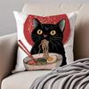 R-Ramen Animal Anime Painting Cushion Cover Pillowcase Anti-Dustmite Invisible Zipper Short Plush Sofa Cushion