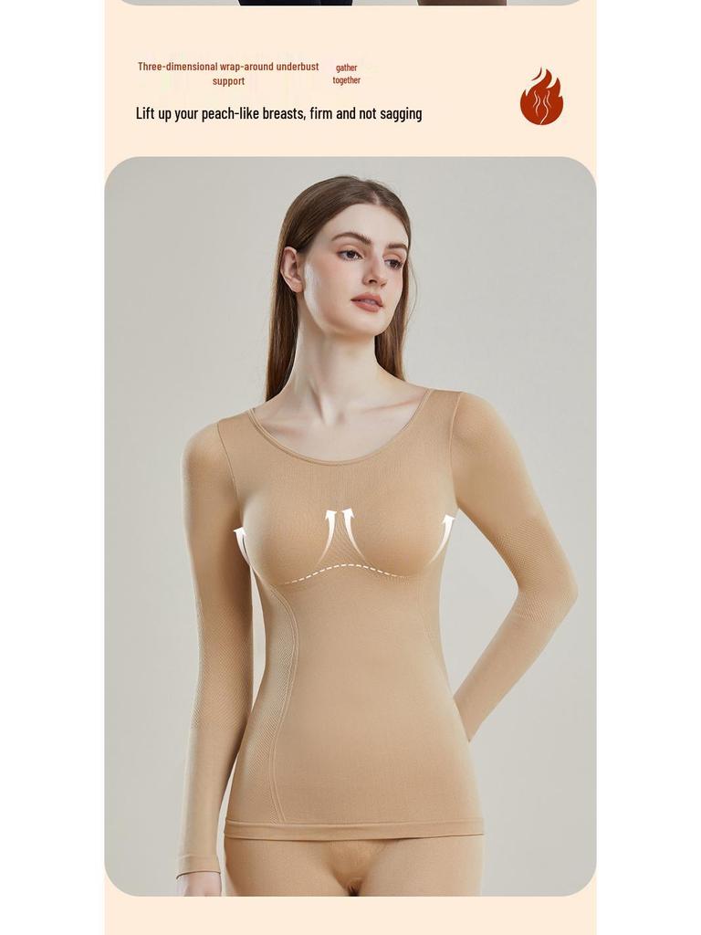 Women's Self-Heating Seamless Cashmere Thermal Underwear Set - Shaping and Slimming for Autumn and Winter