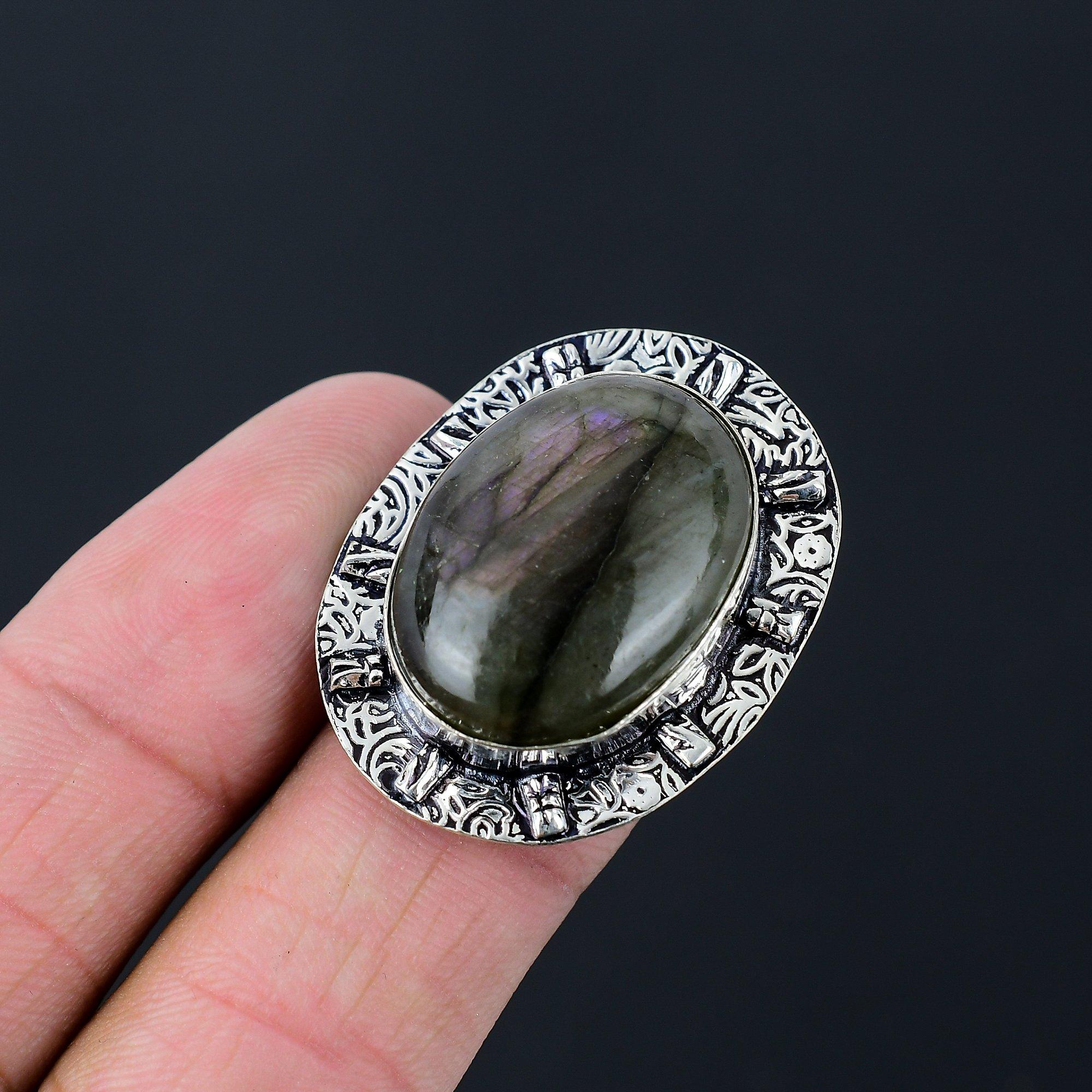 Natural Labradorite Gemstone Multi Stone Ring Size 7 925 Sterling Silver Jewelry 7