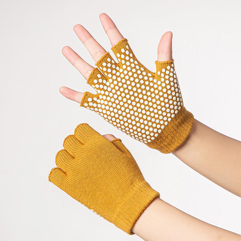 Guantes de yoga Meier de algodón de medio dedo - Antideslizantes, elásticos, guantes de entrenamiento de dedos cortos