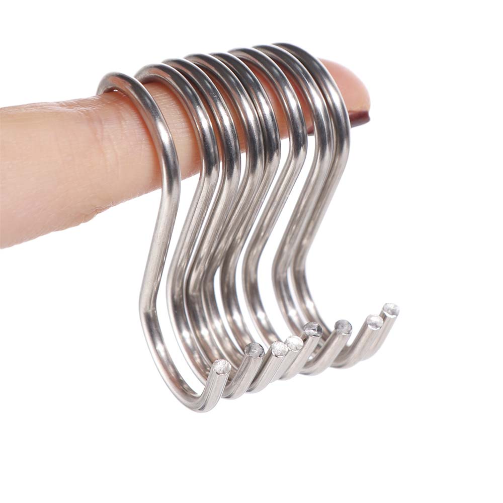 20PCS Multi-Use S Shaped Hooks Sturdy S Hanger Hook Stainless Steel Hangers  Wardrobe