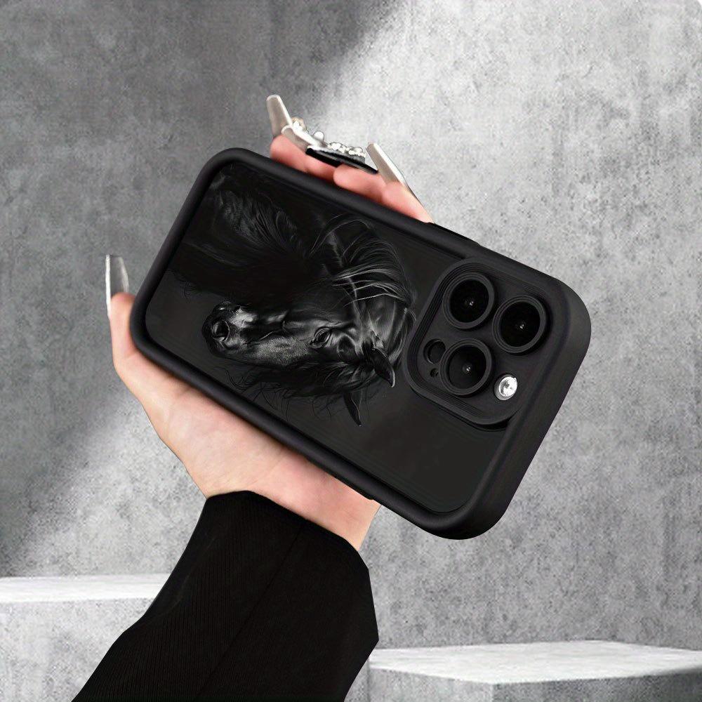Black horse pattern aircraft phone case suitable for iPhone 17 16 15 14 13 12 11 Pro/ Max /Plus anti-fall and shockproof