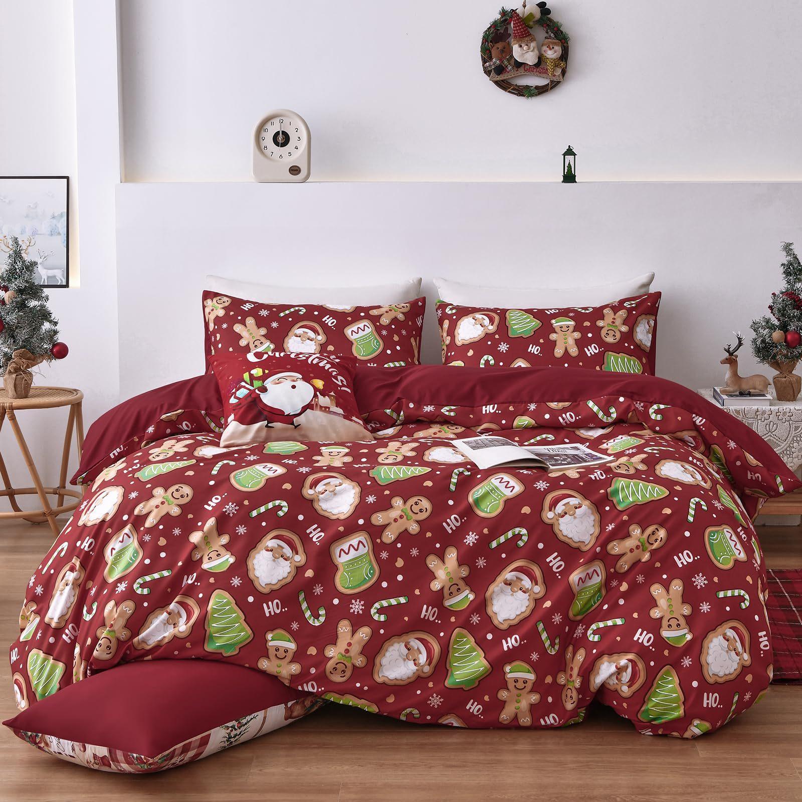 

Christmas Day Large Print Quilt Cover Soft Three-Piece Bedding Kit EU Single 135*200