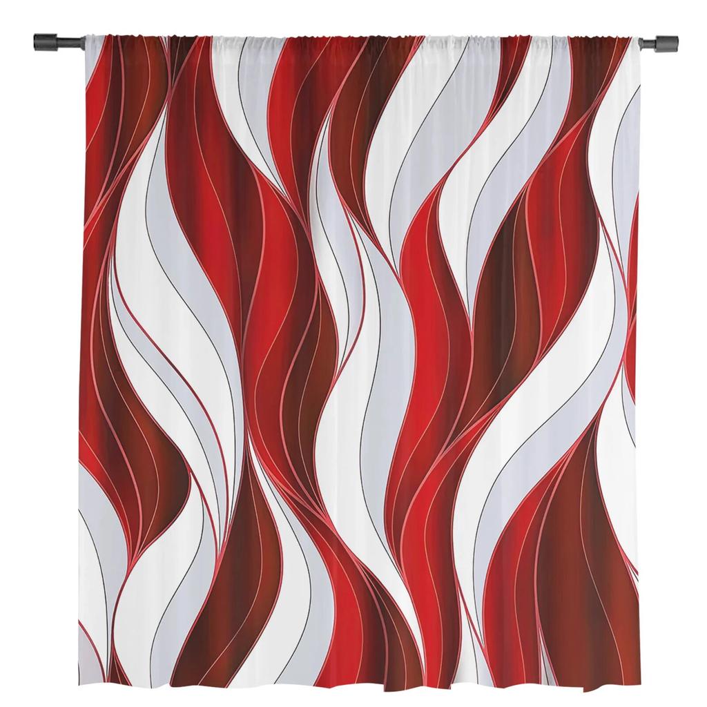 Abstrakte Farbverlaufslinie, Farbblock, rot, Chiffon, transparente Vorhänge für Wohnzimmer, Heimdekoration, Fenster, Voile-Tüll-Vorhang