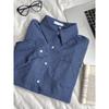 New American Retro Long-sleeved Blue Plaid Shirt Lazy Loose and Thin Versatile Autumn Shirt Top Coat