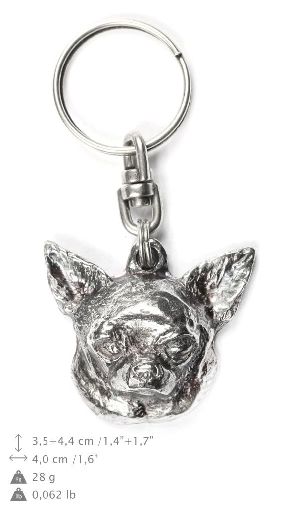 Chihuahua Short-haired, Chihuahua Smooth - Silver-plated Dog Pendant, Handbag Decoration, Backpack Pendant by Art-Dog Brand