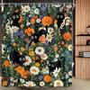 Cat Shower Curtain, Cute Animal Shower Curtains, Aesthetic Leaf Fabric Shower Curtain Restroom Decor Accessories With