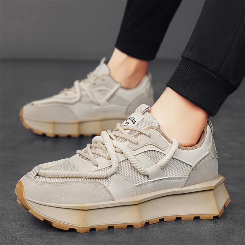 Harajuku Sneakers Men's Running Shoes  New Thick Platform Sneakers Students Outdoor Casual Beige Vulcanized Shoes