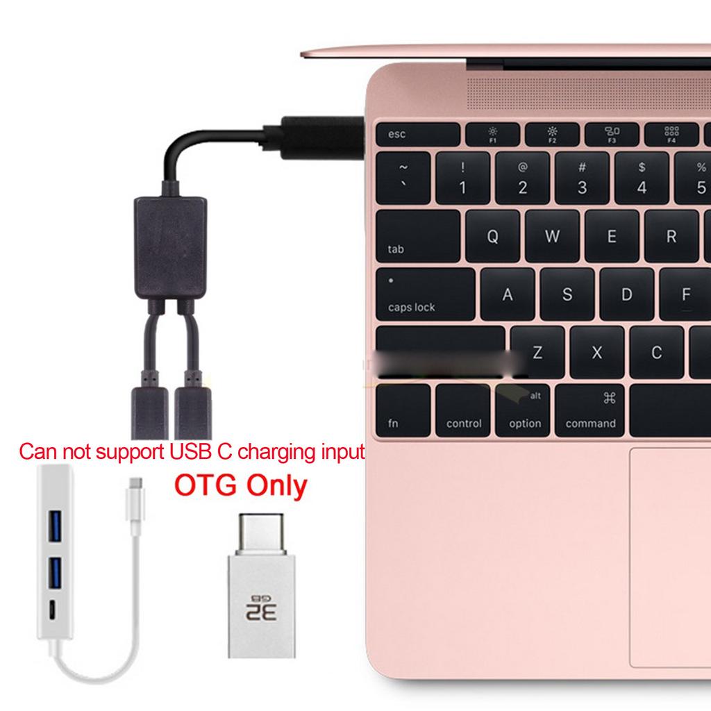 Type C 1 Male To 2 USB C Type C Female OTG Cable for Computer Laptop Cellphone