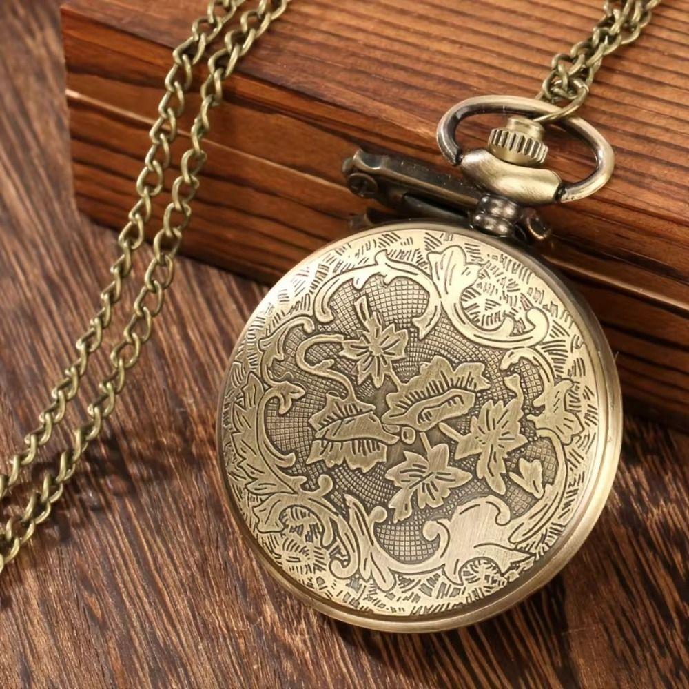 Arabic Numerals Dial Steampunk Quartz Pocket Watch Zinc Alloy Necklace Pendant Watch Men Women