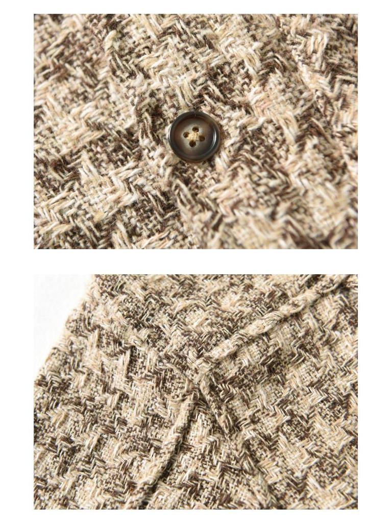 Men's Autumn Houndstooth Retro Casual Long Sleeve Shirt Z258