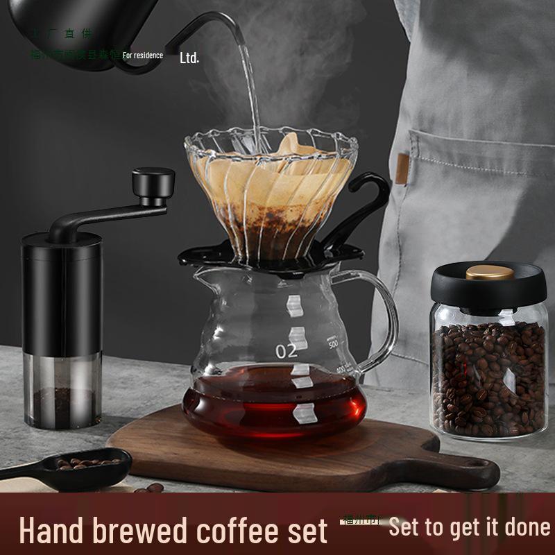 Manual Pour Over Coffee Maker Set with Hand Grinder and Filter Cup