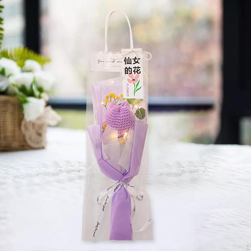 Fertiger Häkel-Tulpenstrauß mit Licht Künstliche Dekoration für Tischmittelstück