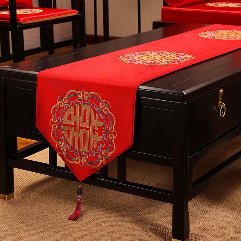 HAOTO New Chinese Style Red Table Runner