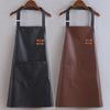 Soft PU Leather Apron Waterproof Oil Proof Women's Men's Home Cooking Apron Hotel Restaurant Kitchen Chef Work Apron Adjustable