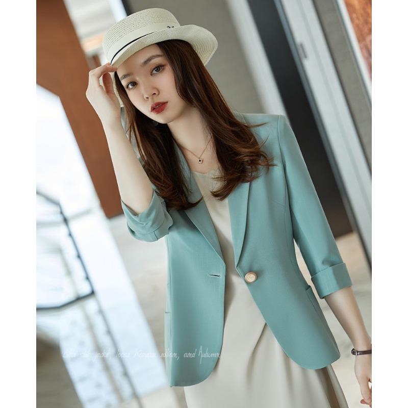 Women Korean Style Thin Cropped Blazer Casual Commute Outerwear For Petite