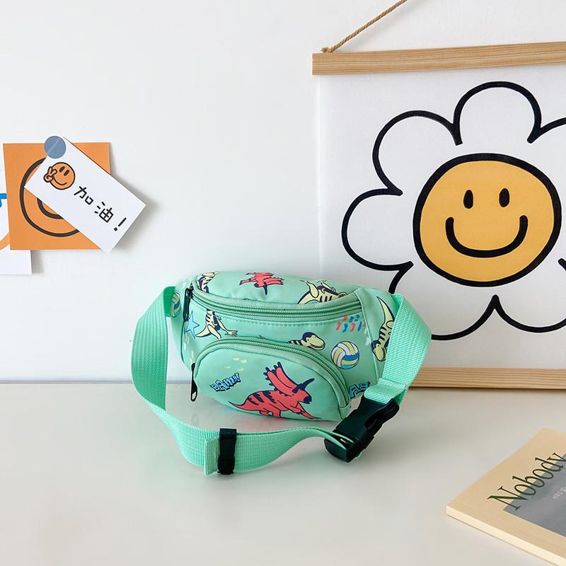 Stylish Children's Canvas Crossbody Bag With Adorable Cartoon Dinosaur Design