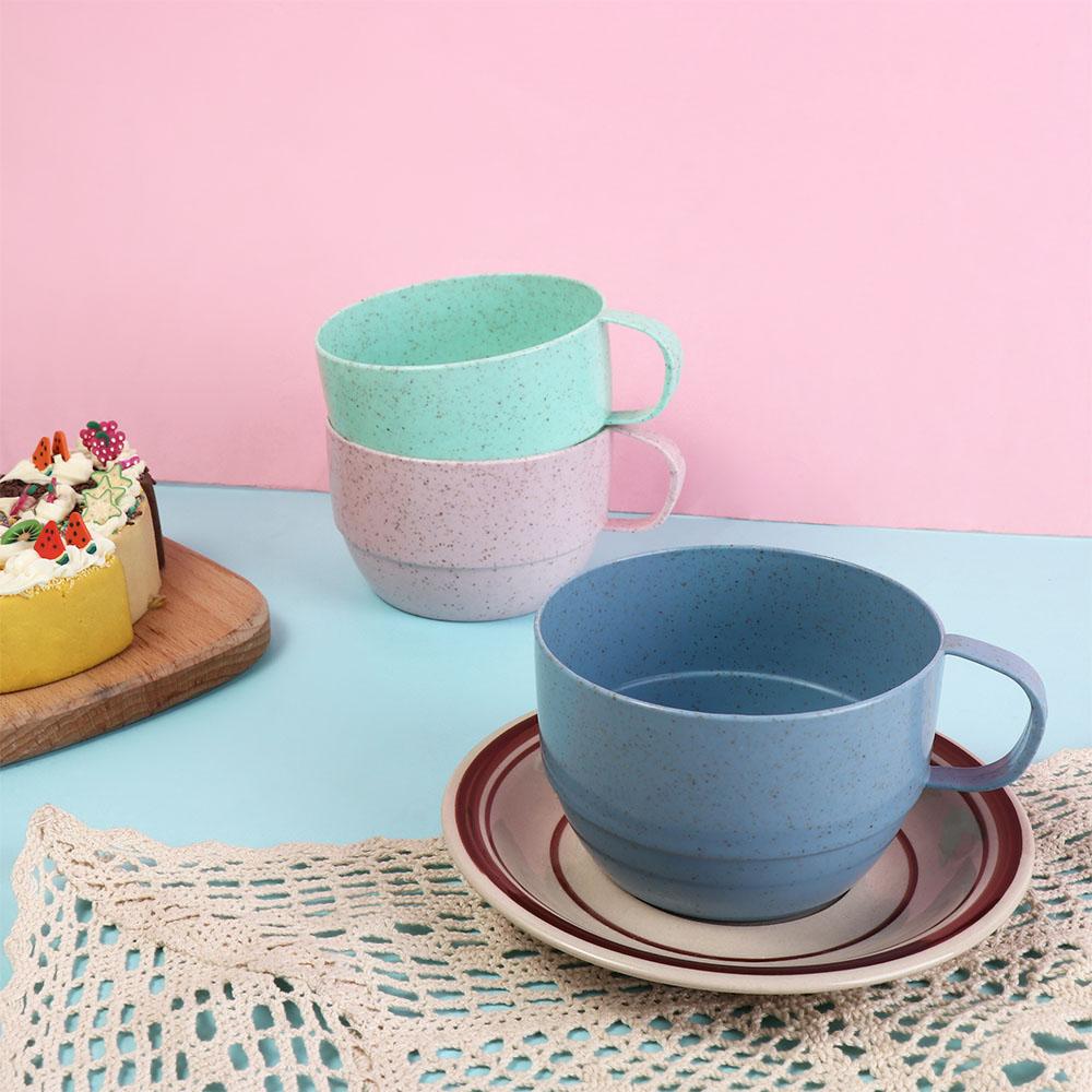 Handle Flat Bottom Kitchen Supplies Eco-friendly Drinking Cup Wheat Straw Cup Drinkware Coffee Mug