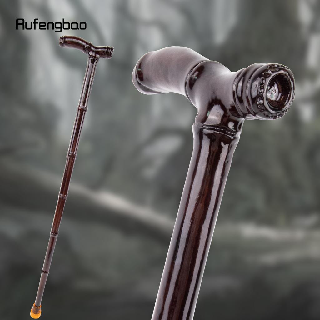 Brown Bamboo Wooden Single Joint Fashion Walking Stick Decorative Cospaly Cane Halloween Mace Crutch  Wand Crosier 92cm